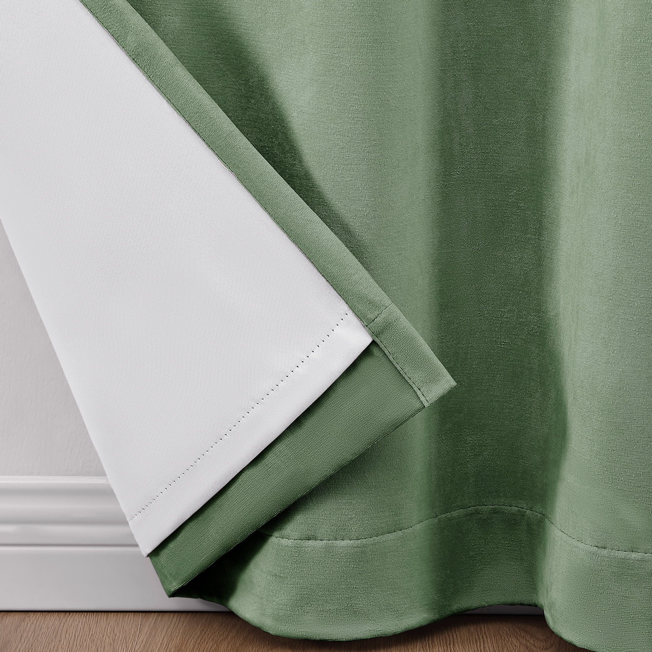 Martha Stewart, Lucca Velvet Curtain Panel Pair, Green, Back Tab, Blackout, Indoor, Adult, 2 Piece Set, 50"x 84"