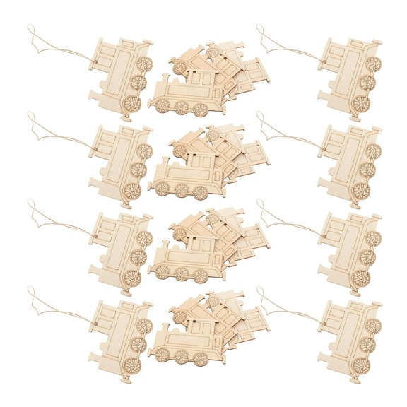 Mobestech 20Pcs Wood Pendant Decorations Khaki DIY Ornament for Home Decoration Party Favors Christmas