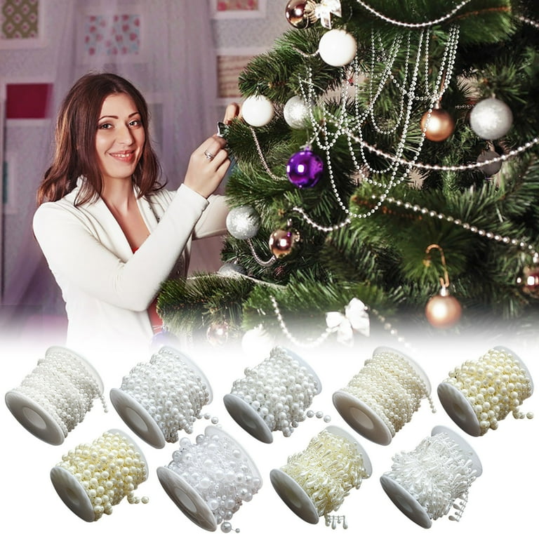 JingChun Pearl White Pearls Pearl Ribbon, Faux White Pearl Beads