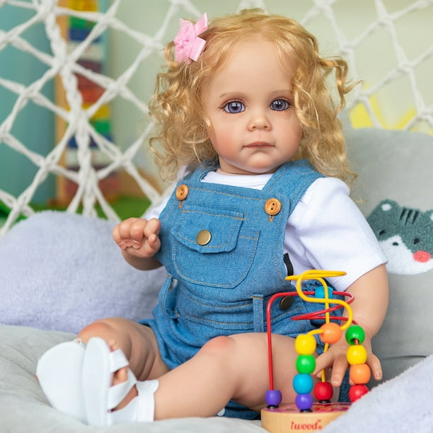 OUTOP 60cm Full Body Silicone Reborn Dolls With Long Hair Toddler Girl  Princess Waterproof Toy For Girls