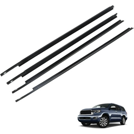 SEBLAFF 4Pcs Black Outside Part Weatherstrip Window Moulding Trim Replacement for 2008-2020 Sequoia 68163-0C030 68164-0C030