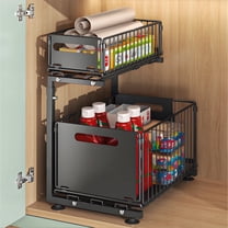 Storvive 2-Tier Adjustable Height Pull Out Under Sink Organizer, with Sliding Drawer for Kitchen and Bathroom
