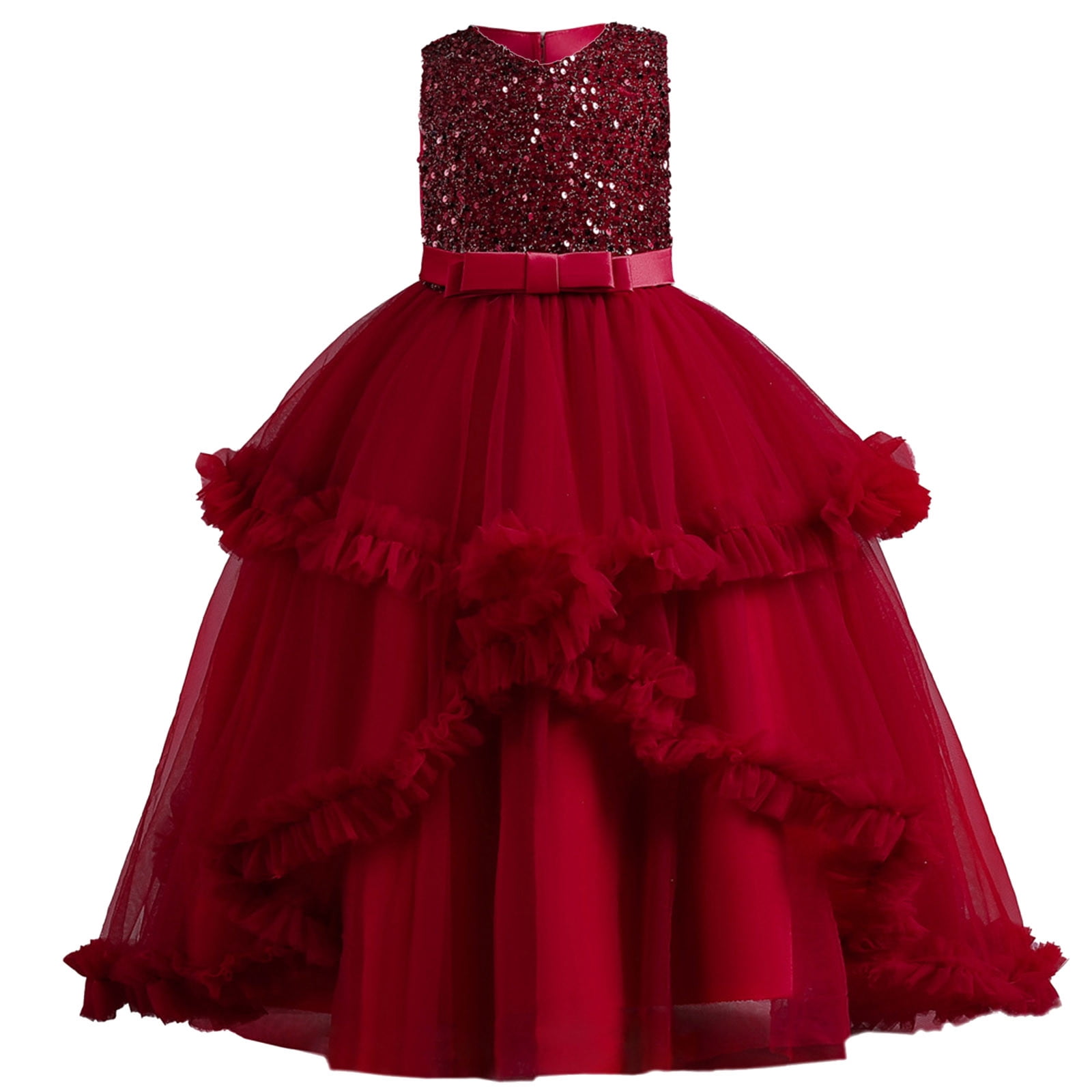 Big Kid Girl Dress Girl Clothes Age 4 Toddler Girls Dress Sleeveless Princess Dress Ruffled Mesh Dress Wedding Dress for Children Girls
