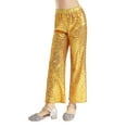 thumbnail image 4 of HULIJA Kids Girls Sequin Modern Jazz Dance Pants Disco Party Flared Trousers Wide Leg Bell Bottoms Gold 10, 4 of 7