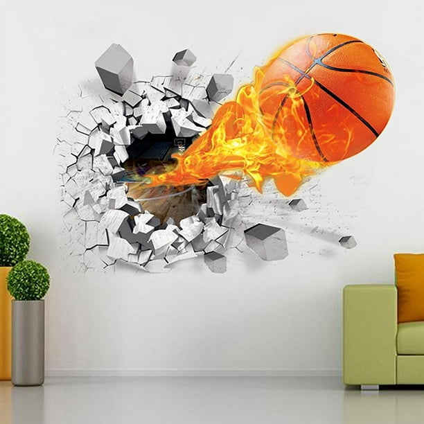 Cheers Waterproof 3d Basketball Rush Out Wall Art Decal Kids Room Decor Mural Sticker Other