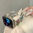 thumbnail image 4 of Pearl Beaded Bracelet Compatible with Apple Watch Bands 42mm 44mm 45mm 49mm,Bling Diamond Band Shiny Dressy Metal Strap for iWatch Series 9 8 7 6 5 4 3 2 SE Ultra Women,C, 4 of 7
