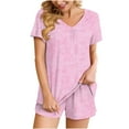 thumbnail image 2 of Pejock Womens 2 Piece Outfits Lounge Matching Sets Two Piece Comfortable Home Pajamas Set Sports Set Crop Tops 2023 Trendy Clothes Summer Vacation Set Pink M (US Size:6), 2 of 4