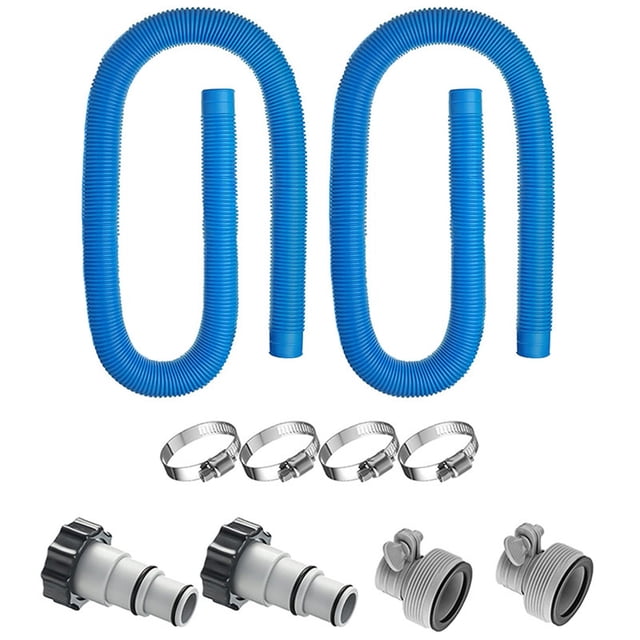 EGNMCR Pool Accessories 2 Pack Pool Pump Hose Replacement Kit, Swimming Pool Filter Hose Replacement Kit,2 Pool Hoses And 4 Hose Clamps, 59'' Long Hose Adapter Compatible For tube tube