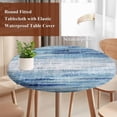 thumbnail image 5 of Retro Blue Round Fitted Table Cover Texture Abstract Modern Ombre Waterproof Table Cloth with Elastic Edge Wipeable Tablecloth for Picnic Camping Party Fits 45"-54" Diameter, 5 of 8