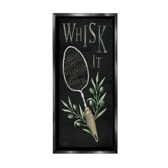 Stupell Industries Whisk It Vintage Kitchen Food & Beverage Painting Black Floater Framed Canvas Art Print Wall Art, 11 x 25
