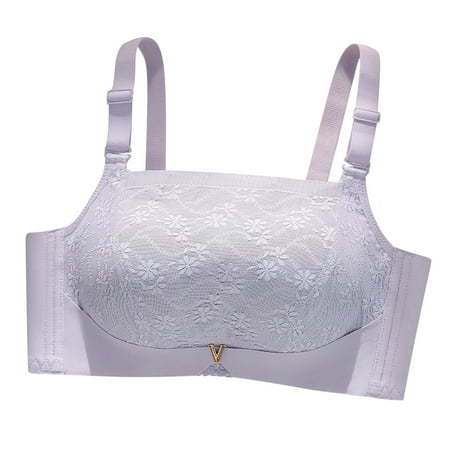 Women Bras Lightly Lined Bra Feature V-Neck Balconette Bra Style W-385 Purple XL