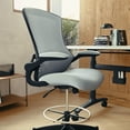 thumbnail image 5 of BizChair Mid-Back Dark Gray Mesh Ergonomic Drafting Chair with Adjustable Foot Ring and Flip-Up Arms, 5 of 17