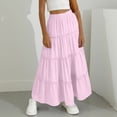 thumbnail image 3 of yillto Summer Skirts for Girls Tiered Ruffle Flowy Pleated A Line Long Skirt Boho Beach Skirts 4-15 Years, 3 of 7