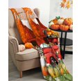 thumbnail image 3 of Red Truck Gnome Flannel Blanket for Bed,Travel and Camping, Hello Fall Thanksgiving Pumpkin Wood Grain Super Soft Cozy Blanket for All Seasons 32"x48", 3 of 6