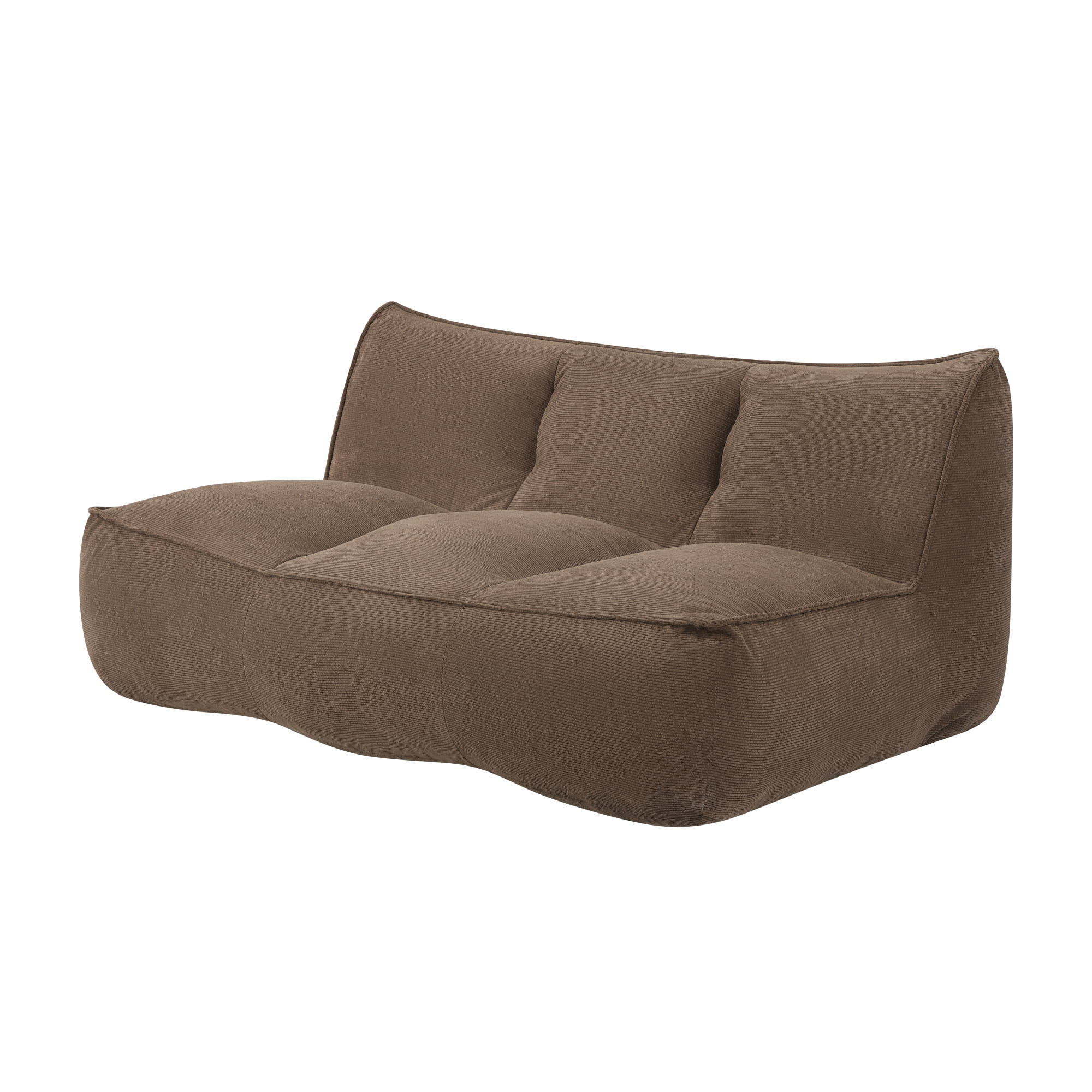 Leumius Cozy Fluffy Cloud Lazy Sofa, 3-Seater Corduroy Bean Bag Lounge Chair, Lightweight Single-Seat Couch for Living Room, Bedroom, Dorm Room, Office & Small Spaces,Brown