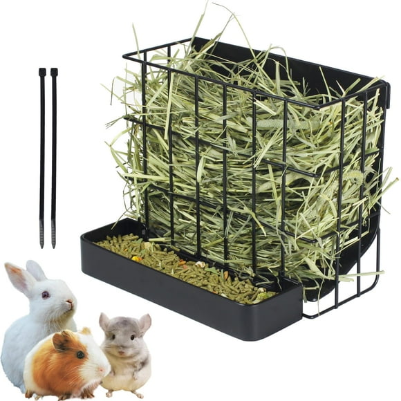 Comedero de heno CAIQINLI para conejos, conejitos y chinchillas de metal