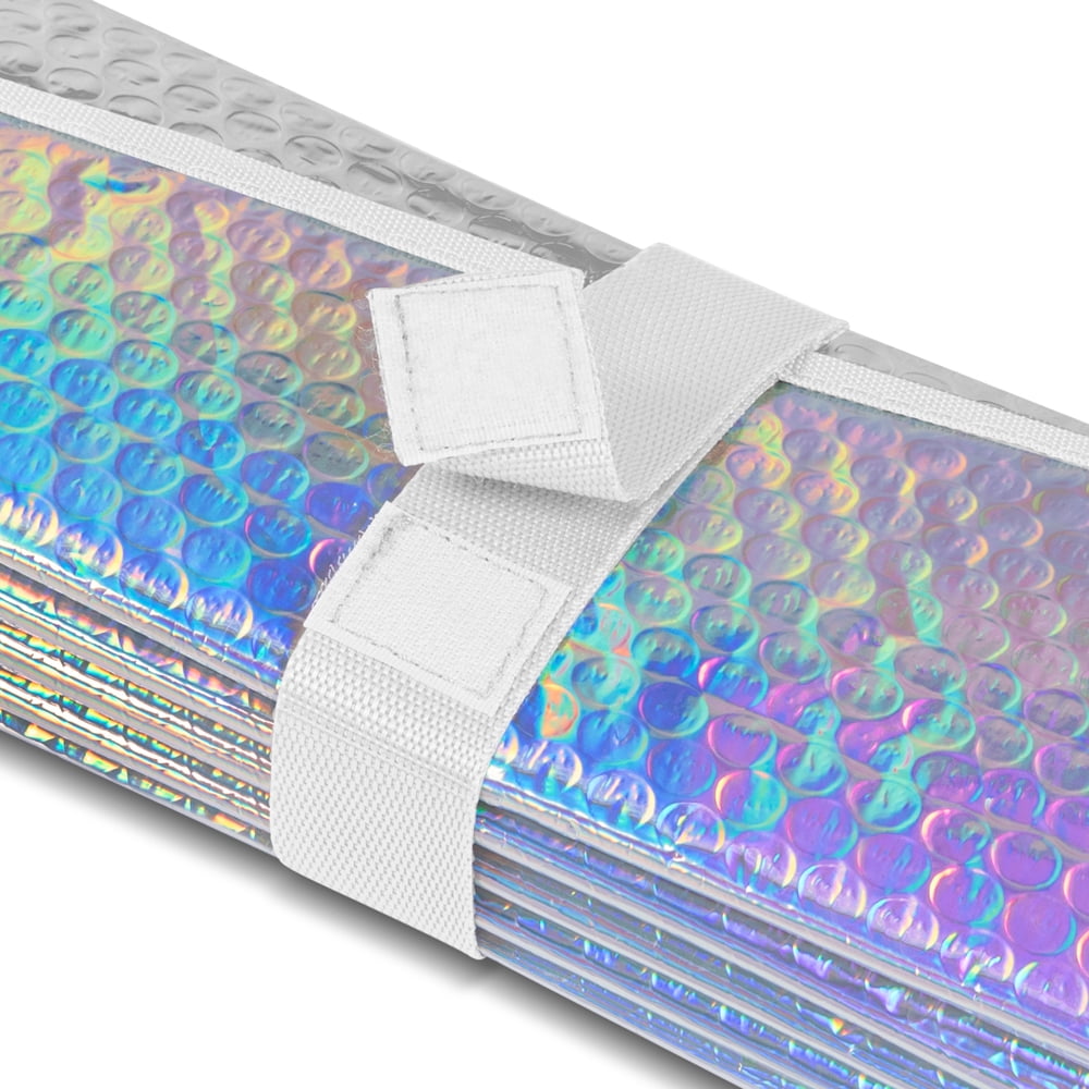 Glitter Foil Front Windshield Sun Shade Sharper Image Double Bubble Accordion Folding Auto Sunshade for Car Truck SUV 58 x 27 Inch