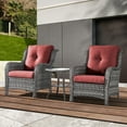 thumbnail image 2 of PARKWELL 3PCS Outdoor Conversation Set Patio Wicker Cushioned Sofa Lounge Chairs with Coffee Table for Porch Balcony Backyard,Red, 2 of 9