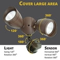 thumbnail image 6 of MW Lighting Twin Head LED Dusk-to-Dawn Security Light with Motion Sensor, 1400 Lm, Metal Housing brown Brown, 6 of 7