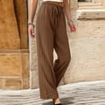 thumbnail image 5 of REORIAFEE Business Casual Pants for Women with Pockets Solid Print Palazzo Pants Straight Leg Adjustable Tie Knot Casual Pants Lightweight Baggy Stretchy Trousers 2024 Trending Fashion Clothing, 5 of 5