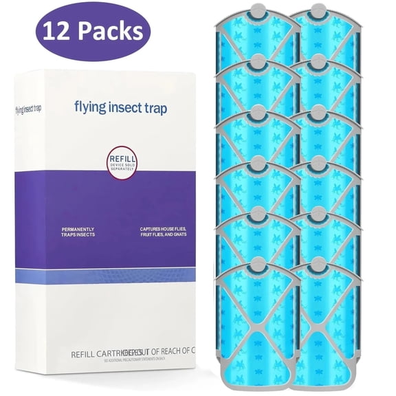 12 Pack Insect Trap Refill Kit Compatible with zzevvo Flying Insect Trap Indoor Light M364 & M364A, Sticky Glue Refills for Fly Catcher Trap