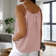 thumbnail image 4 of Miluxas Women's Solid Spaghetti Strap Cami Top Textured Ruched Casual Loose Fit Sleeveless Tank Tops Pink, 4 of 8