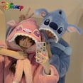 thumbnail image 4 of Camisón con capucha de Stitch Kawaii de Disney para mujer, ropa gruesa y cálida de forro polar coral para otoño e invierno, regalos para niñas, 4 of 5