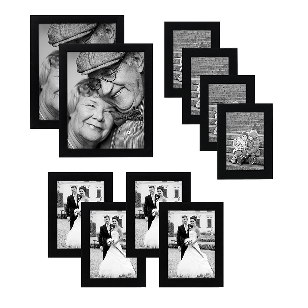 10Piece Black Picture Frame Set (4) 4x6, (4) 5x7, (2) 8x10 Walmart