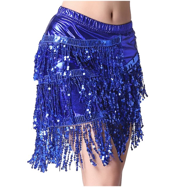 Besolor Jupe à Franges à Sequins pour Femmes Taille Élastique Jupe Mini à Franges Scintillantes Soirée Club Danse