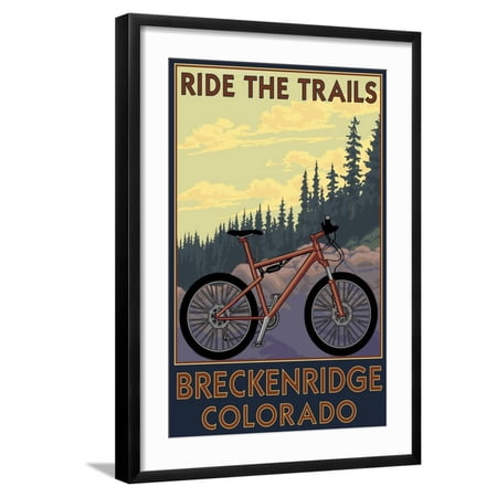 Art.com Breckenridge, Colorado - Ride the Trails Art Print by Lantern Press, Black Frame Wall Art, 21" x 29"