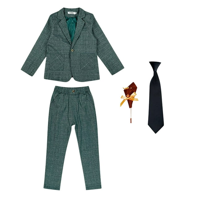 RXIRUCGD Ensemble Chemise Veste Pantalon Long 4 Pcs Manches Longues Col Rond (Vert, Taille: 120)