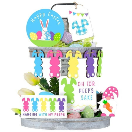 

Easter Farmhouse Layered Pallet Decoration Wooden Hierarchical Tray Items Truck Tray Logo Spring Summer And Autumn Desktop Logo Is Suitable For Family Farmhouse Coffee Bar Tray Decorations Home Items
