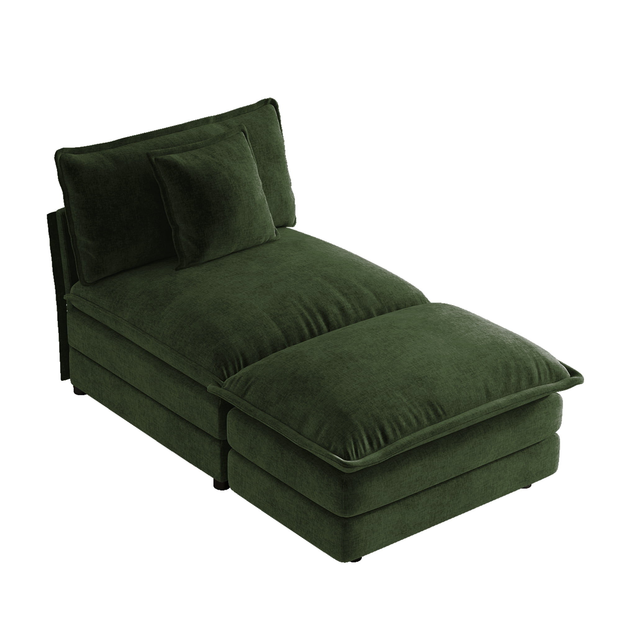 Sectional Sofas Green Armless 1-Seat & Ottoman