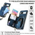 thumbnail image 3 of ELEHOLD Google Pixel 7 Pro Crossbody Wallet Case, Zipper PU Leather Phone Case with Card Holder Wrist Strap Purse Cover for Google Pixel 7 Pro,Blue, 3 of 7