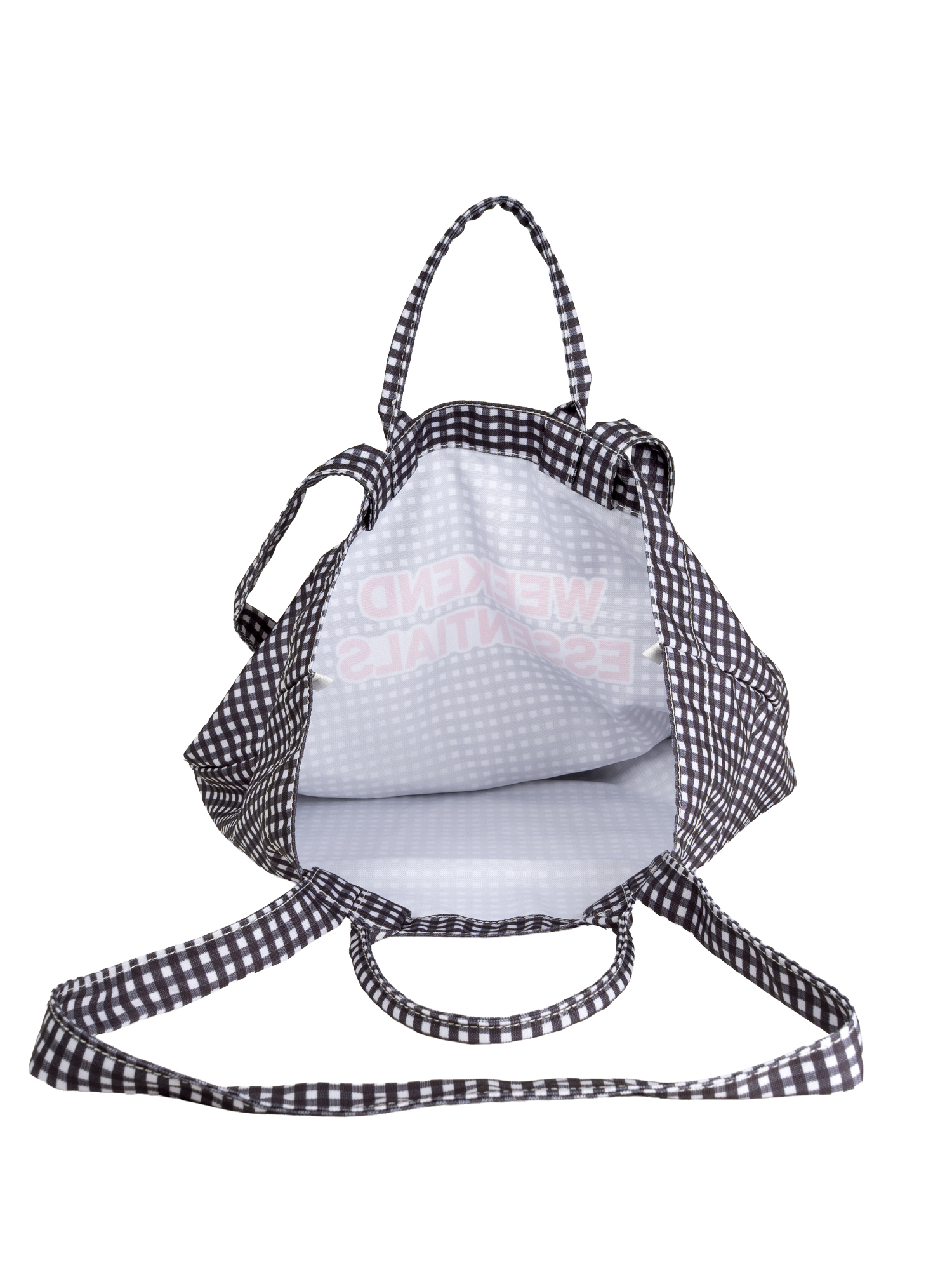 Weekend Academy Girls Gingham Weekend Essentials Tote Bag, Black/White