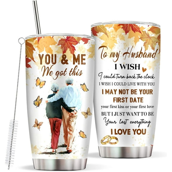 Gifts for Husband, Husband Tumbler with Straw and Lid 20oz, Wedding Valentine''s Day Gifts for Husband, Best Husband Birthday Gift Ideas from Wife, Stainless Steel Coffee Tumbler for Men