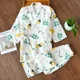 thumbnail image 4 of 2024 new seven-sleeve Japanese-style kimono pajamas set female spring and autumn 100% cotton gauze home clothes cute sweet two-p, 4 of 4