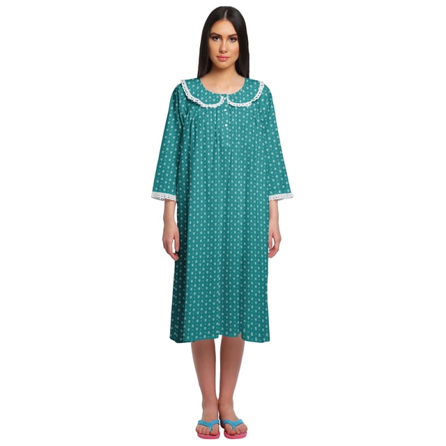 Moomaya Chemise de Nuit d'Allaitement en Coton à Col Rond Imprimée pour Femmes