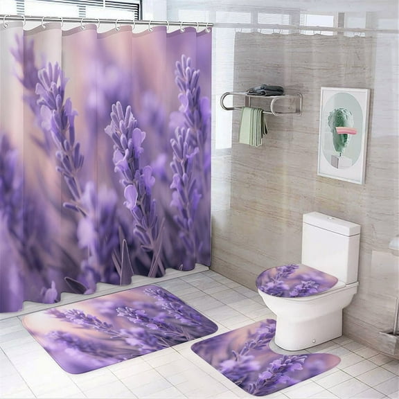 Lavender (2) Shower Curtain Waterproof Bathroom Curtain Set with Hooks Home Decor Bathroom Curtains