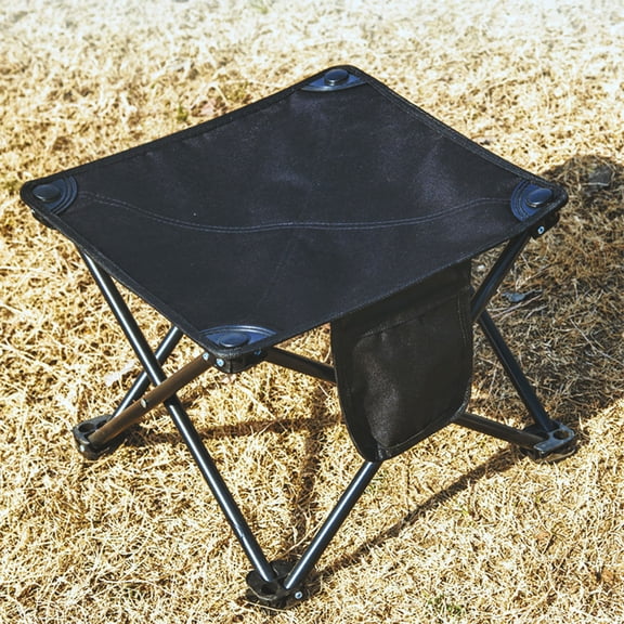 Folding Camping Chair, Folding Chair Camping, Metal Frame, Oxford Fabric, Square Seat, Slip-Resistant Feet, Camping Folding Chair, Compact Camp Seat, Fishing Outings, Black, 1 Pc