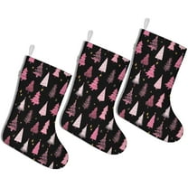 3 Pcs Christmas Stockings,Black and Pink Christmas Tree Pattern Stockings Christmas,14.8'' Xmas Stockings,Christmas Party Favors,Christmas Party Decorations,Christmas Stockings Personalized