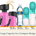 thumbnail image 4 of Comfitime Dog Water Bottle – Portable, Leakproof and Food-safe Dog Water Dispenser for Walking and Travel, 17 oz Large Capacity in a Lightweight Compact Design, Dishwasher Safe, Pink, 4 of 10