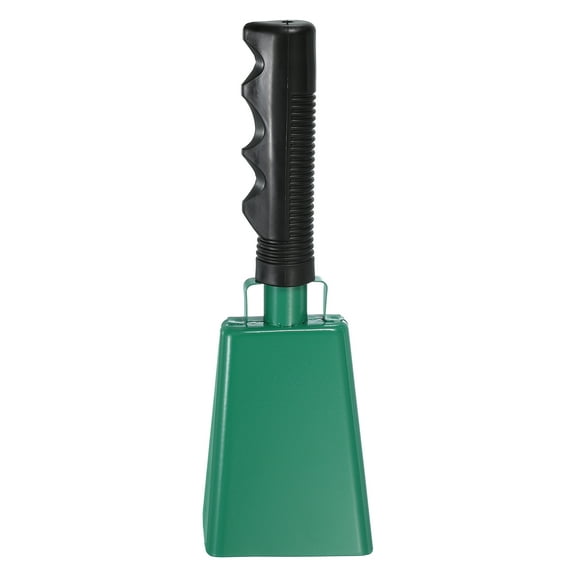 9inch Cow Bells for Football Games, Cowbells for Sporting Events Bulk Loud Noise Makers Metal Cow Bell with Handle for Cheering Competition Marathon Wedding DIY Paint, Green