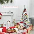 Gymax 5 FT Artificial Snow Flocked Pencil Christmas Tree w/ White Berries & Flowers