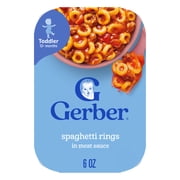 Gerber Mealtime for Toddler, Spaghetti Rings in Meat Sauce Toddler Food, 6 oz Tray