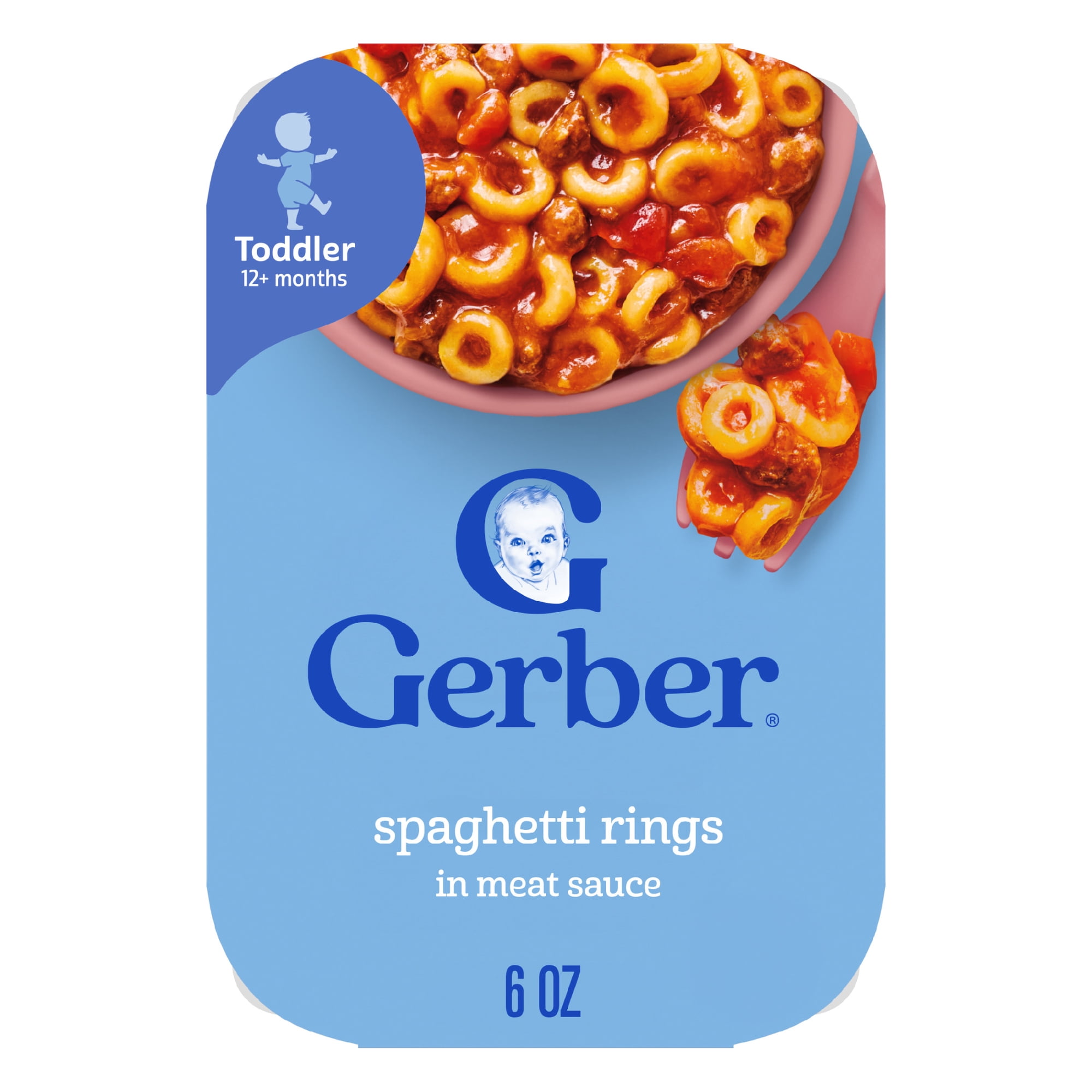 Gerber Mealtime for Toddler, Spaghetti Rings in Meat Sauce Toddler Food, 6 oz Tray