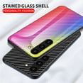 thumbnail image 2 of Allytech Gradient Case for Samsung Galaxy S24 FE, Slim Fit Lightweight Carbon Fiber Rugged Tempered Glass Back + Soft TPU Bumper Shockproof Drop Protection Stylish Cover Case - Gold, 2 of 9