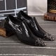 thumbnail image 5 of Zapatos de vestir de negocios de verano para hombre, zapatos de cuero genuino con relieve de serpiente negra, zapatos de fiesta con punta de dragón, zapatos de boda de tendencia, 5 of 5