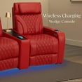 thumbnail image 4 of Seatcraft Luminis LT Zero-Gravity Heat & Massage Italian Leather Home Theater Seating w/Wireless Charging Wedge Console Table, Power Headrest, Power Recline, Row of 3 Right Loveseat, Red, 4 of 9