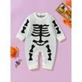 thumbnail image 2 of Infant Baby Boys Halloween Casual Jumpsuit Long Sleeve Crew Neck Skeleton Print Romper, 2 of 5